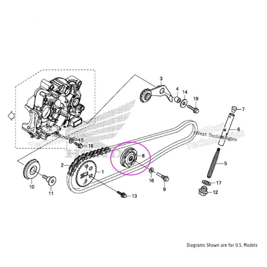 OEM Honda Grom Cam Chain Roller Guide #8 (Large) 2014-2020
