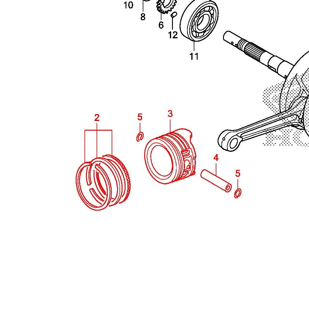 Grom OEM Piston, Piston Rings Clips and Pin