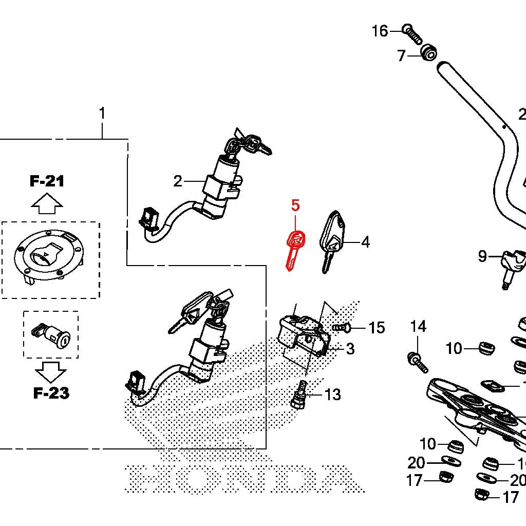 Honda Grom/MSX125 Key Blank Microfiche