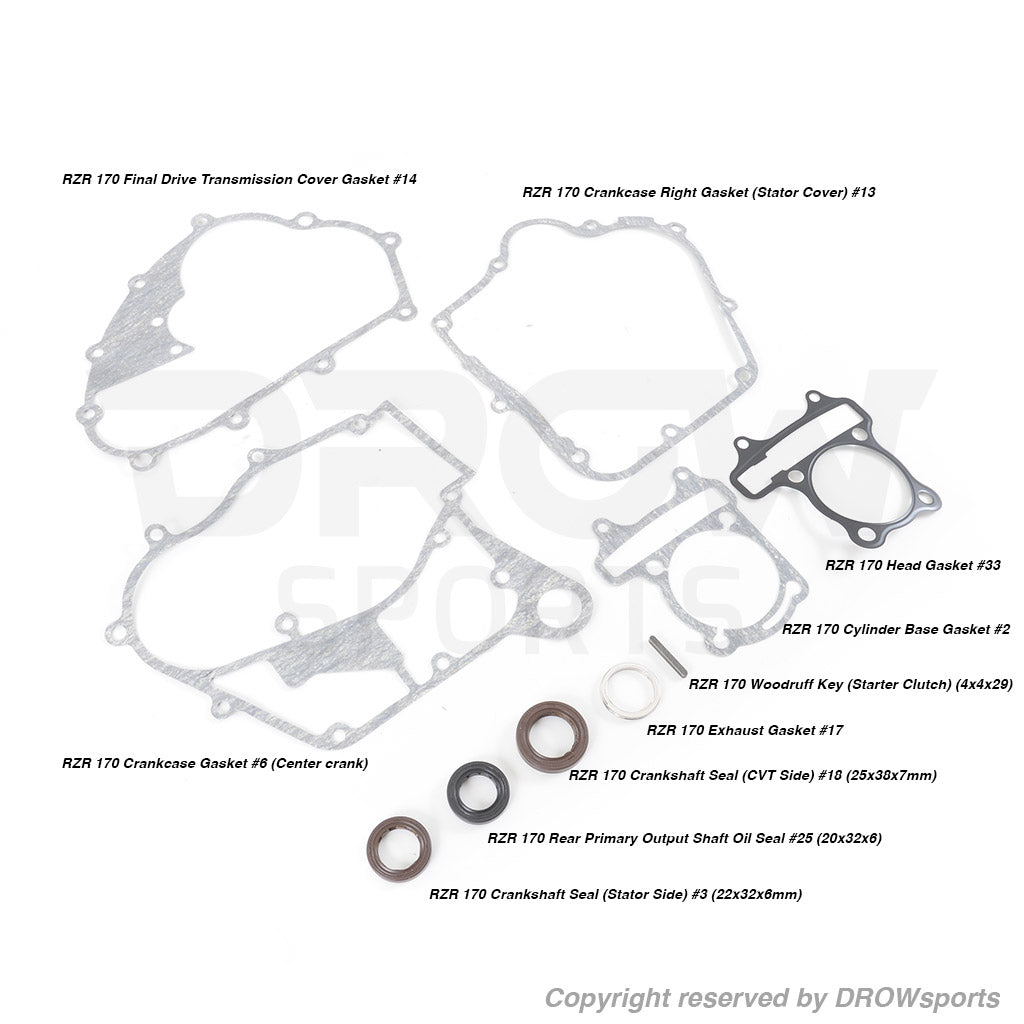 OEM Polaris RZR 170 Replacement Gaskets Seals