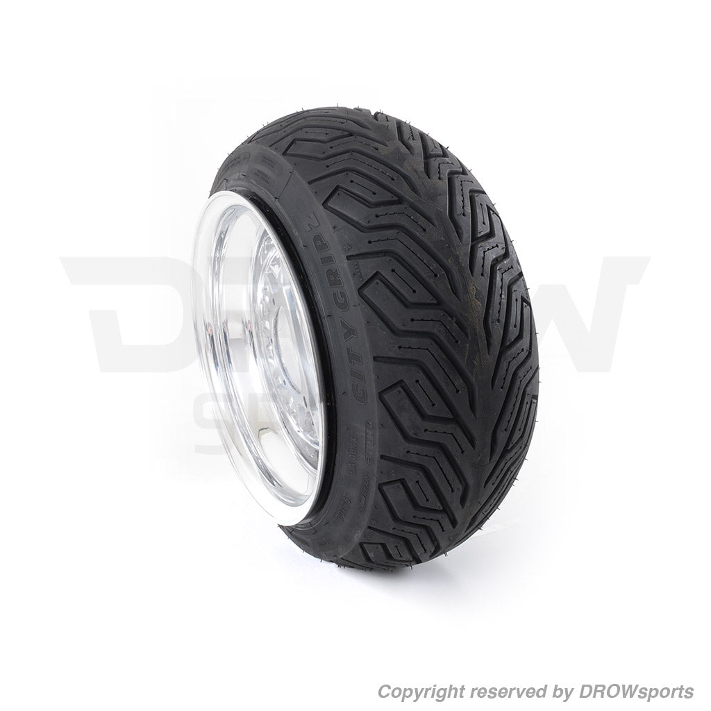 Michelin City Grip 2 Tires 140/70-12 on a 12x8 fatty wheel

