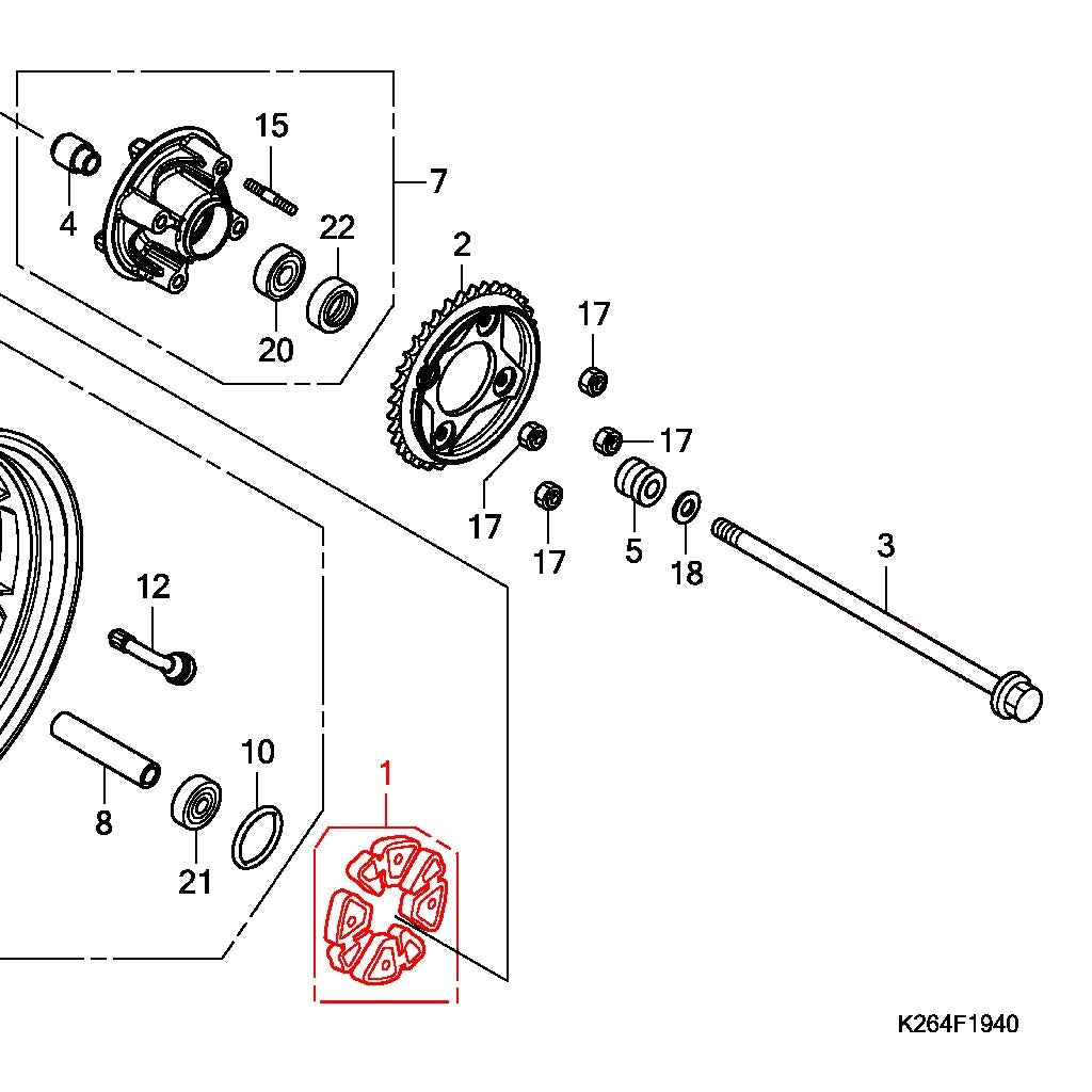 OEM Honda Grom/Monkey Replacement Rubber Cush Drive Damper Microfiche