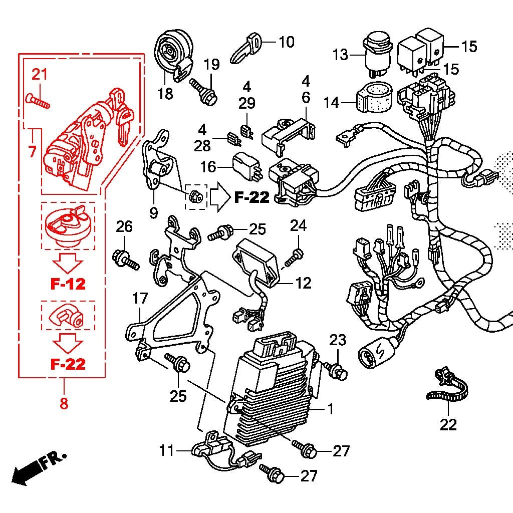 OEM Honda Ruckus Ignition Key Set Fiche